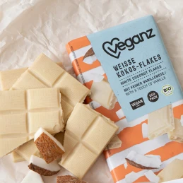 Tablette de Chocolat Blanc et flocons de Noix de Coco 80 gr - VEGANZ