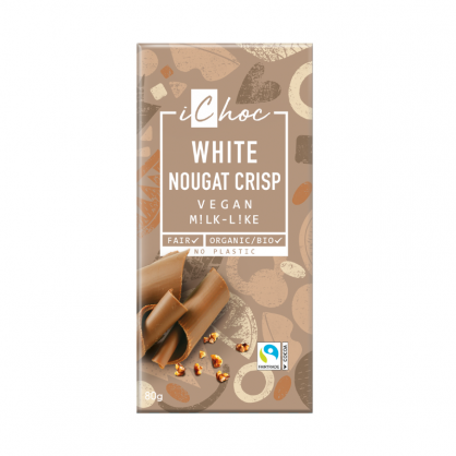 Tablette de chocolat White Nougat Crisp 80 gr - ICHOC
