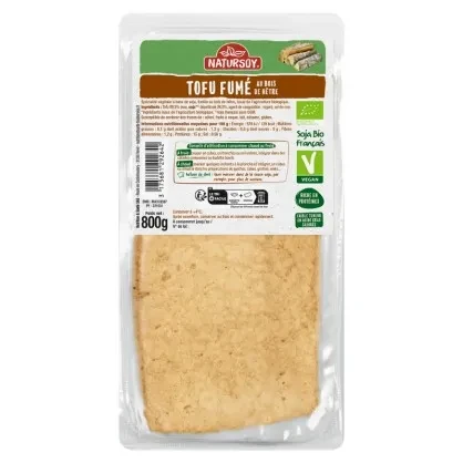 DLC 26/11/2024 - Tofu Fumé au bois de hêtre bio -1 x 800 gr - NaturSoy