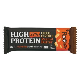 Barre Hyper Protéinée (27%) recouverte de chocolat Beurre de Cacahuète 40g Bio - ROOBAR