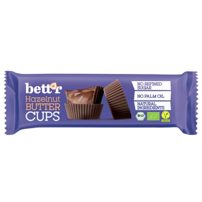 Butter cups de chocolat fourrage noisettes 3x13g Bio - BETT'R